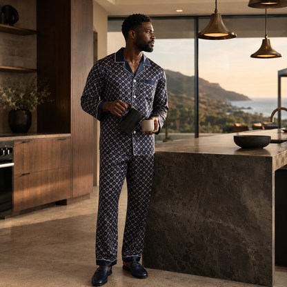 Men's Thin Silk Long Sleeve & Short Sleeve Pajamas
