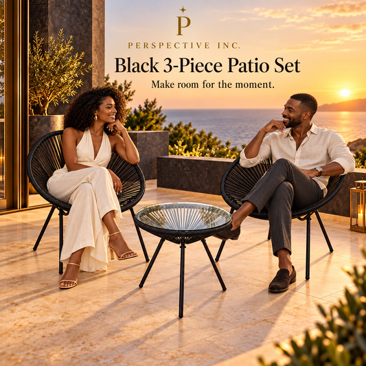 3-Piece Outdoor Patio Rattan Chair Set with Table