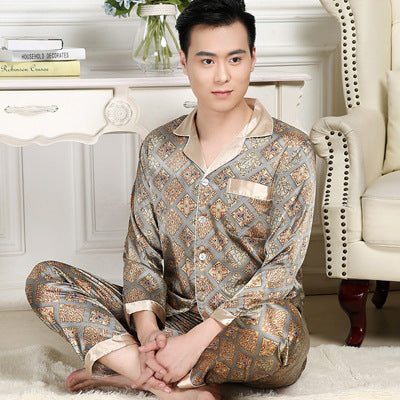 Men's Thin Silk Long Sleeve & Short Sleeve Pajamas