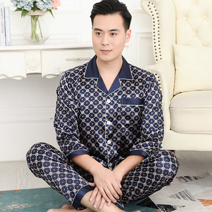 Men's Thin Silk Long Sleeve & Short Sleeve Pajamas