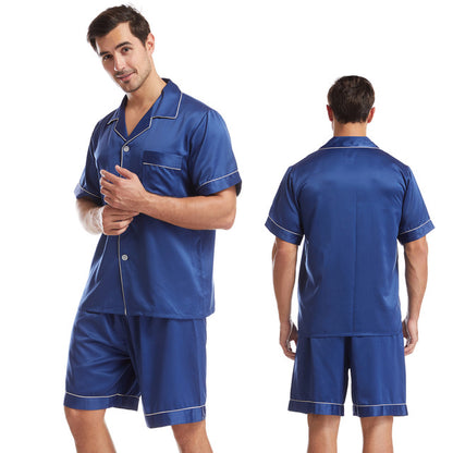 Men's Summer Silk Pajamas Set - Short Sleeve & Shorts