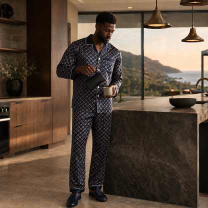 Men's Thin Silk Long Sleeve & Short Sleeve Pajamas