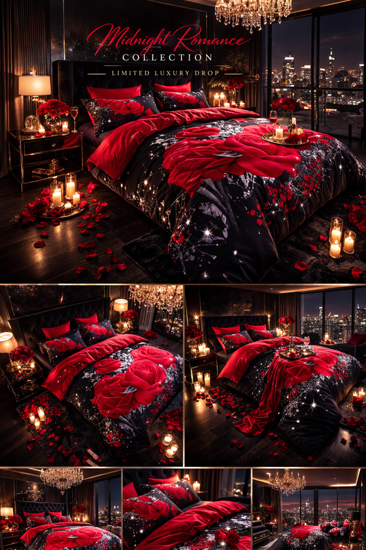 Modern Luxury Red Rose Bedding Set - King/Queen/Twin Size