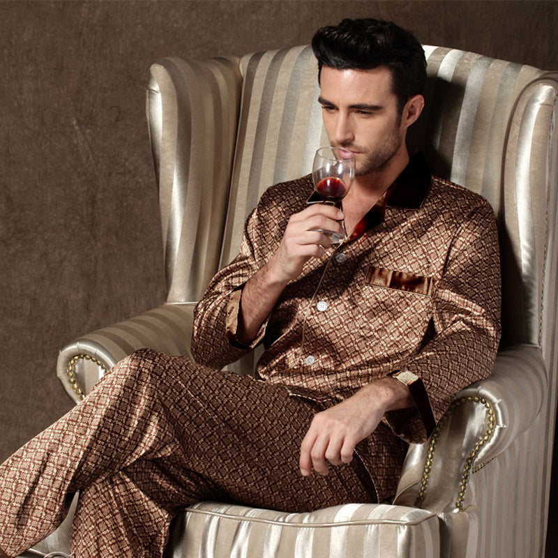 Men's Thin Silk Long Sleeve & Short Sleeve Pajamas