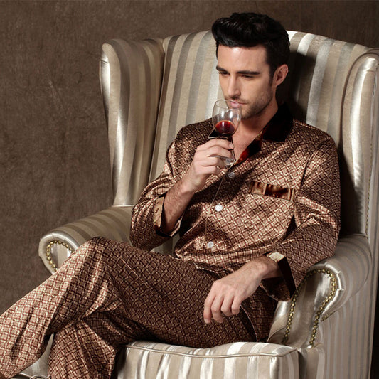 Men's Thin Silk Long Sleeve & Short Sleeve Pajamas