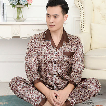 Men's Thin Silk Long Sleeve & Short Sleeve Pajamas
