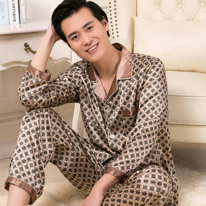 Men's Thin Silk Long Sleeve & Short Sleeve Pajamas