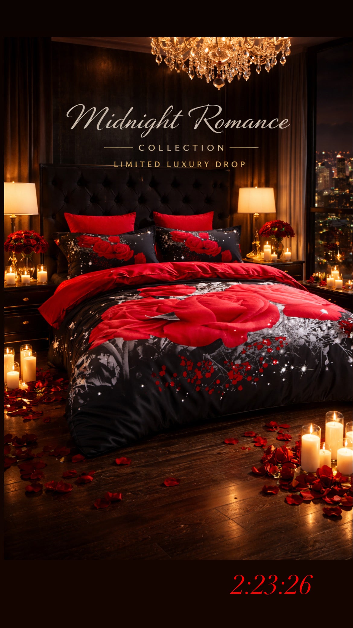 Modern Luxury Red Rose Bedding Set - King/Queen/Twin Size