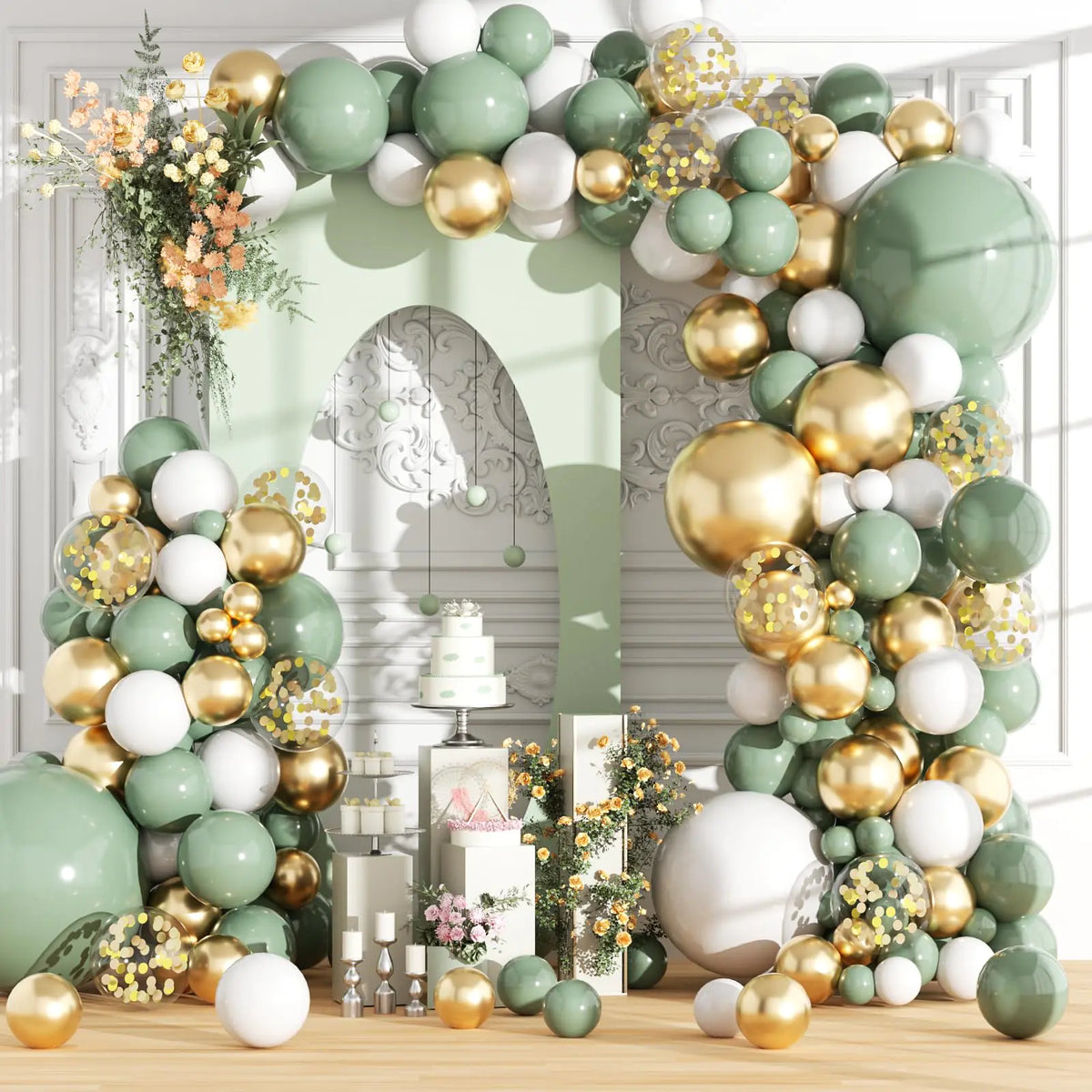 166 PCS Sage Green Balloon Arch Kit Green Balloons Sage Green Baby Shower Decorations Generally used for New Years Decorations Graduation Decorations Easter Decorations Green Birthday Decorations