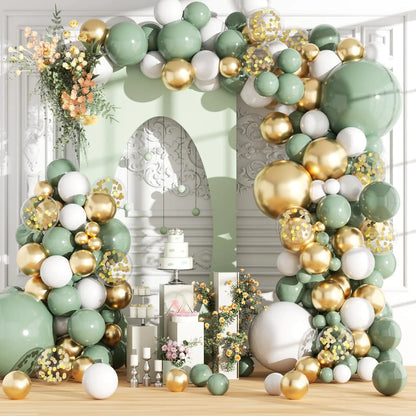 166 PCS Sage Green Balloon Arch Kit Green Balloons Sage Green Baby Shower Decorations Generally used for New Years Decorations Graduation Decorations Easter Decorations Green Birthday Decorations