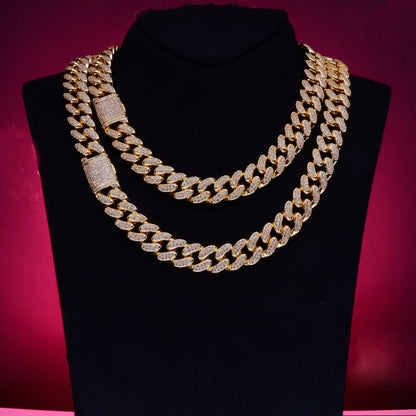 New Flip buckle Iced Cuban Link Chain Gold-Plated
