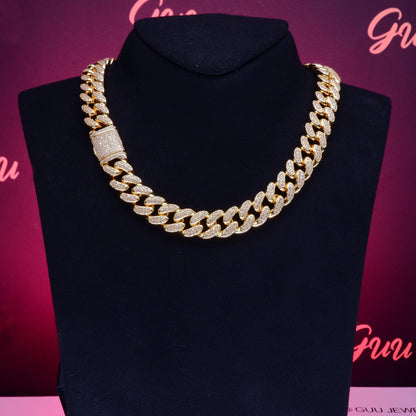 New Flip buckle Iced Cuban Link Chain Gold-Plated