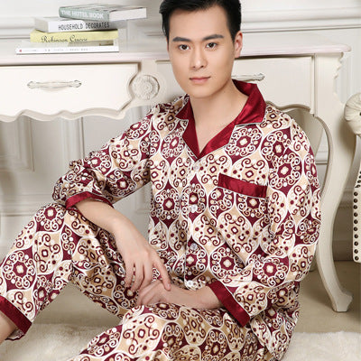 Men's Thin Silk Long Sleeve & Short Sleeve Pajamas