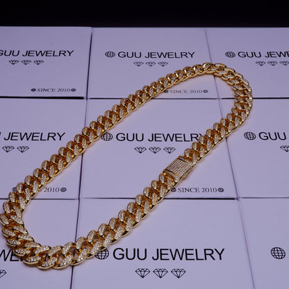 New Flip buckle Iced Cuban Link Chain Gold-Plated