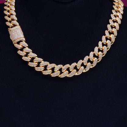 New Flip buckle Iced Cuban Link Chain Gold-Plated