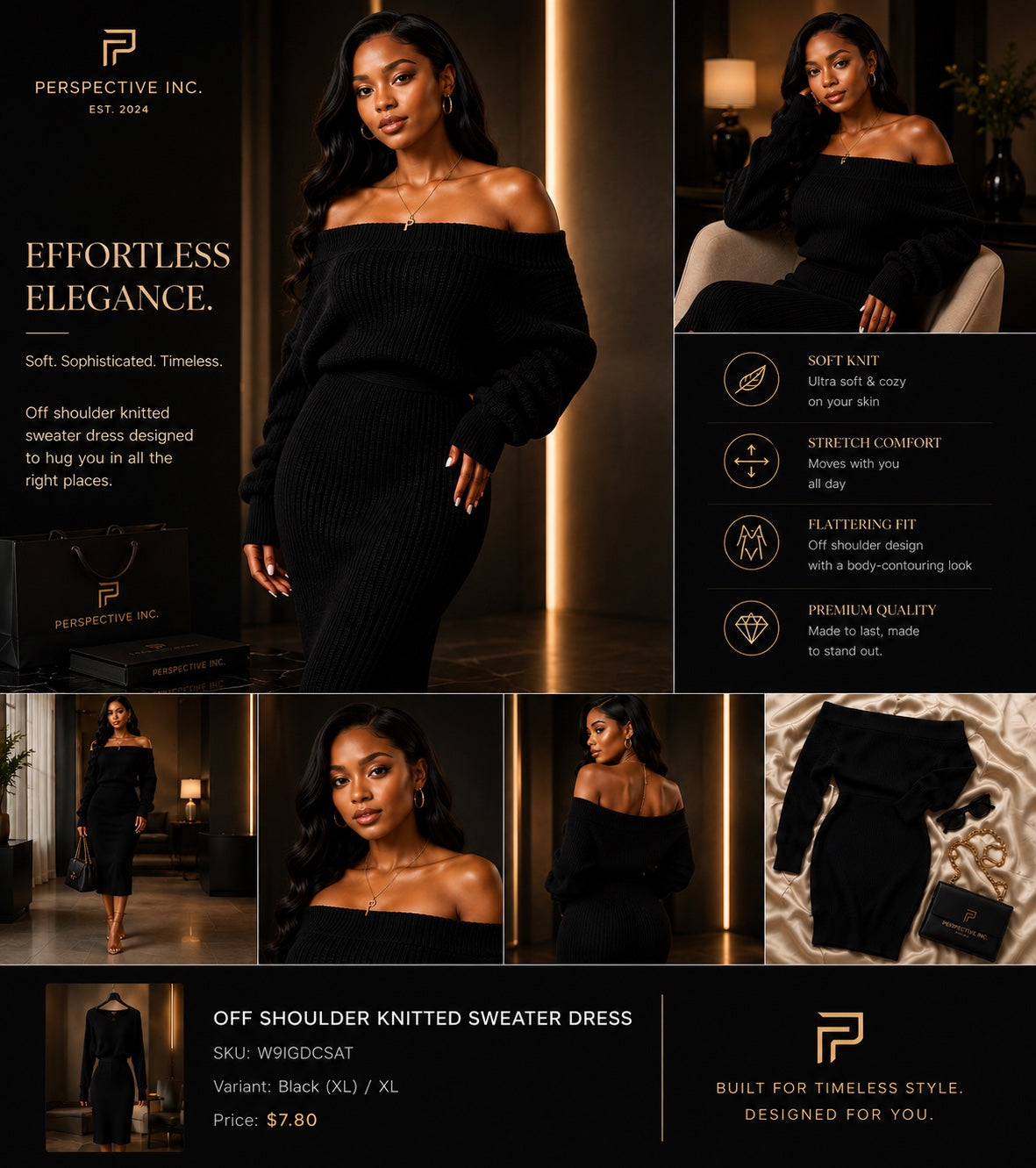 Perspective Inc featured image for Off Shoulder Knitted Sweater Dress