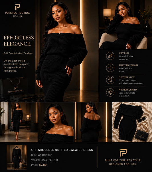 Perspective Inc featured image for Off Shoulder Knitted Sweater Dress